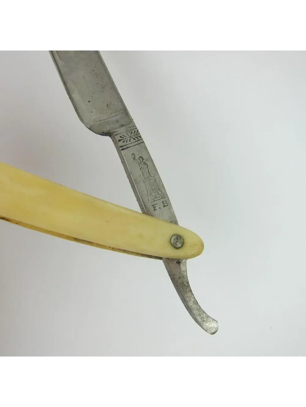 Vintage Straight Razor Liberty Bone Scales Handle & Case